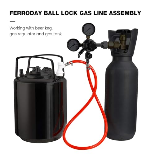 FERRODAY Ball Lock Gas Line Assembly 5ft Red Long Tubing 5/16 Ball Lock Gas Disconnect Set Home Brewing Kit Ball Lock CO2 Gas Hose Assemble for Draft Beer Home Brewing (Pack of 2) - size: 5ft Gas Line Assembly (Pack of 2)