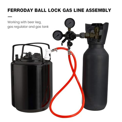 FERRODAY Ball Lock Gas Line Assembly 5ft Red Long Tubing 5/16 Ball Lock Gas Disconnect Set Home Brewing Kit Ball Lock CO2 Gas Hose Assemble for Draft Beer Home Brewing (Pack of 2) - size: 5ft Gas Line Assembly (Pack of 2)