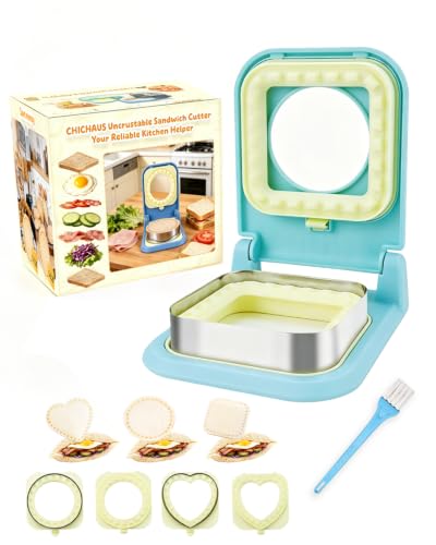 3-in-1 Uncrustable Sandwich Maker - Heart/Round/Square Crustless Sandwich Cutter & Sealer for Kids' Lunch, Breakfast & Lunchboxes | BPA-Free Uncrustable Press,Easy Clean (3-Shape Light Blue) - color: 3-Shape Light Blue