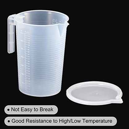 PATIKIL Graduated Beaker, 3500ml PP Plastic Liquid Measuring Cup Double Sided Graduations with Handle Lid and Spout for Lab Kitchen Home - size: 3500ml