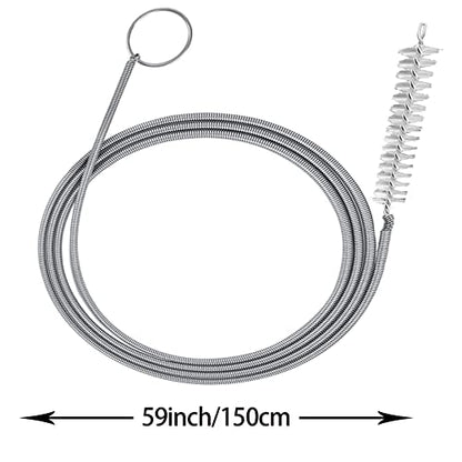 Extra Long Pipe Tube Cleaner Fridge Drain Pipe Dredging Tool Flexible Drain Brush Skinny Tube Spiral Cleaning Brush Drinking Straw Cleaner Brush Nylon Spring Aquarium Filter Brush 155CM (1)