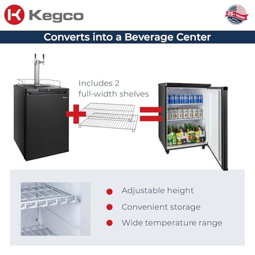 Kegco K309B-2 Double Faucet Digital Black Kegerator