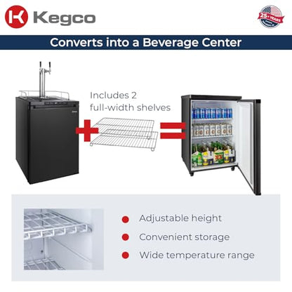 Kegco K309B-2 Double Faucet Digital Black Kegerator
