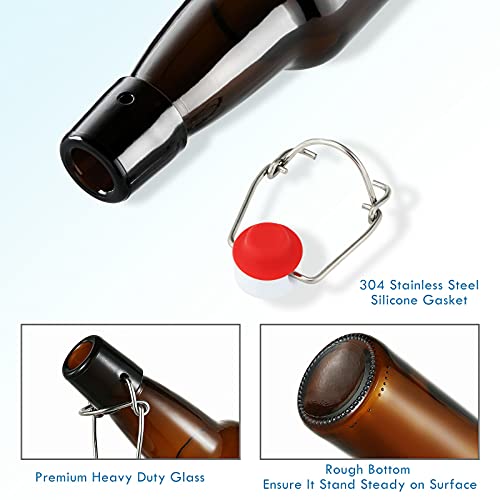 YEBODA 12 oz Amber Glass Beer Bottles for Home Brewing with Flip Caps, Case of 9