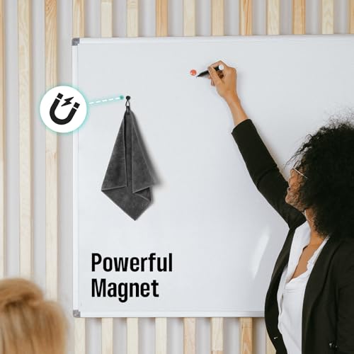 loukin Dry Erase Cloth with Detachable Magnet, Magnetic Whiteboard Cloth, Microfiber Cleaning Cloth for Classroom, Home and Office, Gray, 12'' x 12''