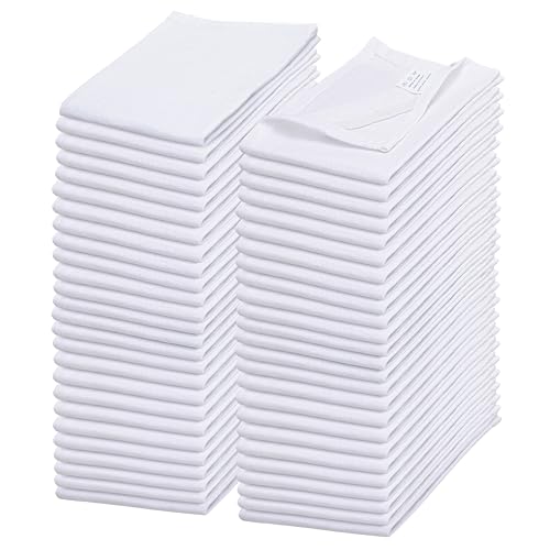 Flour Sack Towels| TeaTowel for Crafts| Kitchen Dish Cotton Blank Towel for Embroidery|Baking Bread Proofing Linen Cover| Thick Absorbent Quick Dry| 50 Pack 28"x28" White - color: White, size: 28"x28"- Pack of 50