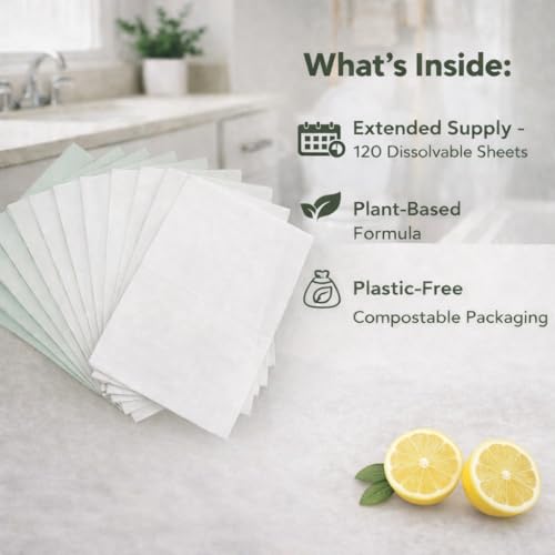 Toilet Bowl Cleaner Sheets | 120 Sheets | Natural | Quick Dissolve | Citrus Scent | Biodegradable | Septic Safe | Eco-Friendly | NO PLASTIC