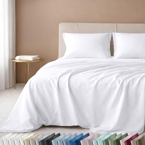 California Design Den Deep Pocket Twin Sheets Set - Luxury 600 Thread Count 100% Cotton Sateen, Twin Sheet Set with All Around Elastic for a Snug Fit, Durable Bedding - White - color: 01 - Bright White, size: Twin
