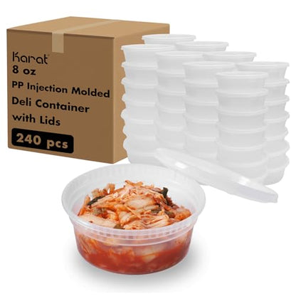 Karat [8oz - 240 ct] Clear PP Injection Molded Round Deli Containers with Lids (FP-IMDC8-PP) - color: Clear, size: 8oz