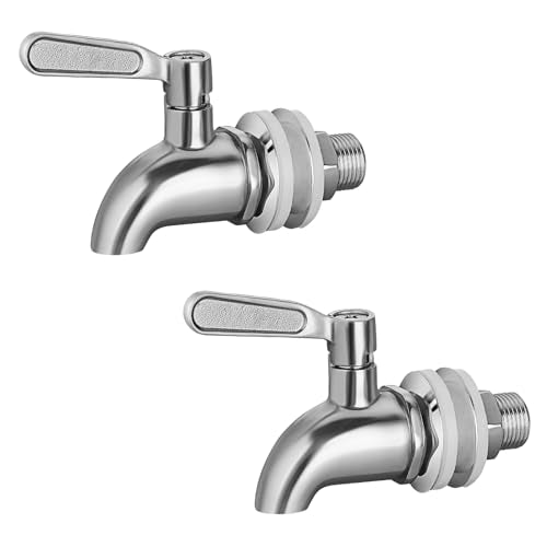 BTSKY 2 Pack Stainless Steel Beverage Dispenser Replacement Spigot Fits 16mm（5/8 inch）Opening - No Lead Dispenser Replacement Faucet, Polished Finish - color: Sliver-2 Pack