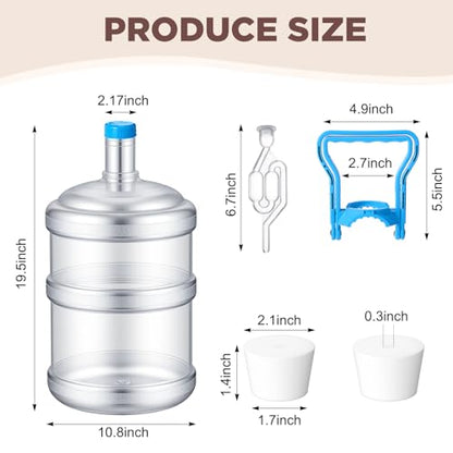 Ziliny 5 Gallon Plastic Fermentation Carboy with Drilled and Undrilled Silicone Stoppers Airlock Handle and Brush Wine Fermenter Beer Fermenting Jug Carboy for Beer Wine Making Equipment