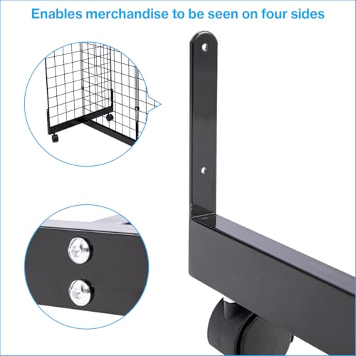 SSWBasics Black Grid Gondola Base with Casters (Use with existing 3” on Center Wire Grid Panels )