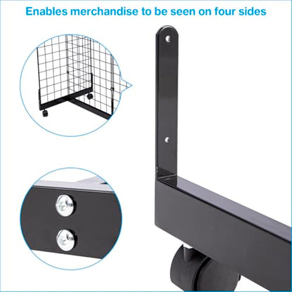 SSWBasics Black Grid Gondola Base with Casters (Use with existing 3” on Center Wire Grid Panels )