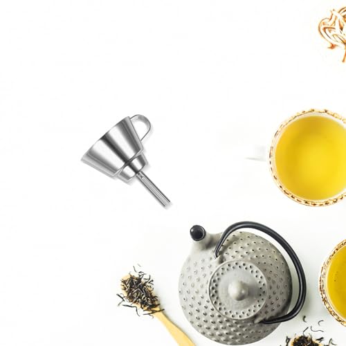 Stainless Steel Funnel with 304 Mesh Strainer 9cm Kitchen Oil and Liquid Filter Funnel for Bottles Jars Canning Cooking Use
