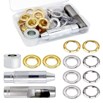 CNQLIS 50 Sets 3/4" Grommet Tool Kit, Grommet Setting Tool Copper Grommets Eyelets, 2 Colors,with 3 Pcs Install Tool