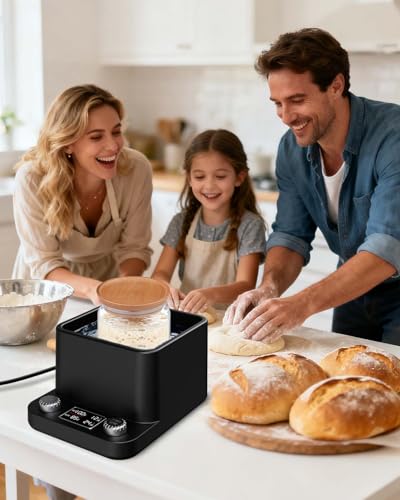 MYMULIKE Sourdough Starter Warmer - Water Bath Warming with Timer and Precise 1°F Control (70-104°F), Even Heating, Improve Fermentation Success Rate, Ideal for Yeast Cultivation & Home Baking - color: Black