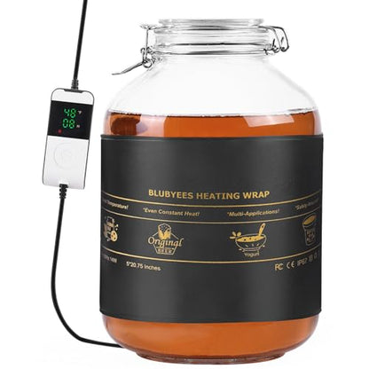 BLUBYEES Digital Kombucha Heating Wrap with Precise Temperature Control and Timer Function - Kombucha Starter Kit, the Ideal Fermentation Heating Pad for Kombucha and Sourdough