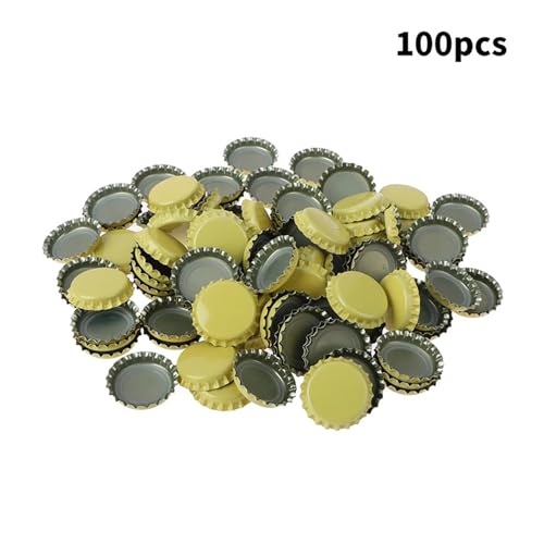 100Pc/Set Beer Cap New Beer Bottle Caps Oxygen Absorbing Seal Caps for DIY Home Brewing Beer Tool Bar Accessorie Equipment(Yellow) - color: Yellow