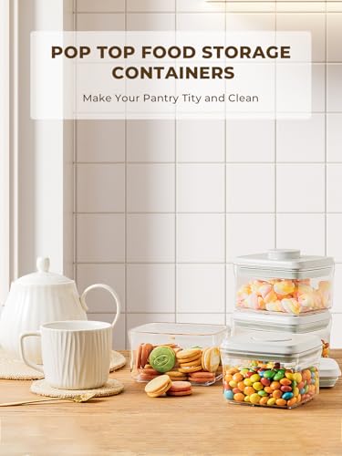 0.6 Qt Airtight Snack Containers, 3 Pack Small Pop Top Pantry Jars | BPA-Free Clear Stackable Canisters for Candy, Nuts, Coffee Beans, Brown Sugar, Tea Bags, Baking Supplies and Small Dry Foods - color: 0.6Qt x 3