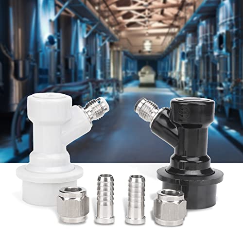 4PCS Ball Lock Disconnect Set,Ball Lock Keg Posts Coupler, Home Brew Threaded Ball Lock Keg Fittings Plastic Quick Connector with Adapter Clamp