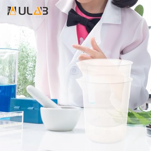 ULAB Scientific Plastic Beaker Set, 5 Sizes 50ml 100ml 250ml 500ml 1000ml, 2pcs for Each Size, Stackable with Spout, Molded Graduation, UBP1007 - style: 5 Sizes with Molded Graduation
