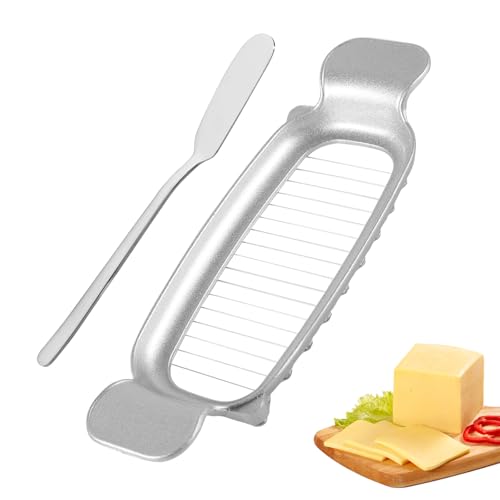 Cheese Butter Slicer, Stainless Steel Cheese Cutter Ergonomic Wires Butter Cutter Single Stick Even Slicer for Portion Control Kitchen Food Tool with Butter Spatula for Butter Block (Silver) - style: Butter Slicer+Butter Spatula