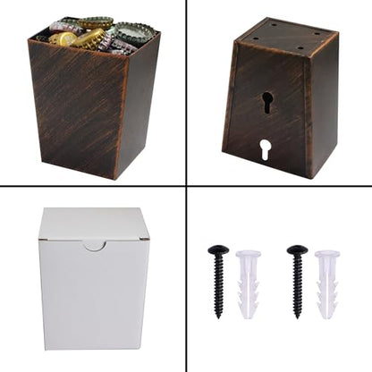 Wall Mounted Bottle Cap Catcher with Drain, Rustic Mountable Beer Bottle Cap Bucket Holder for Table Cooler Outdoor - color: Antique Copper