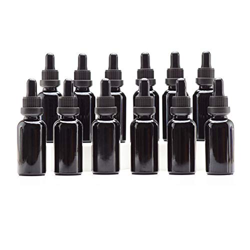 YIZHAO Black Glass Dropper Bottle 1oz, Tincture Bottles with Glass Dropper, for Essential Oils, Aromatherapy, Cosmetic, Laboratory, Pharmacy, Liquids, Travel –24 Pcs - color: Black, size: 30ml-24