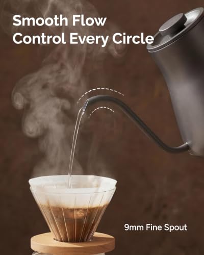 INTASTING Electric Kettle, Gooseneck Electric Kettle, ±1℉ Temperature Control, BPA-Free Stainless Steel Inner, Quick Heating, for Pour Over Coffee, Brew Tea, Boil Hot Water, 1500W/0.9L Dark Grey - color: Grey
