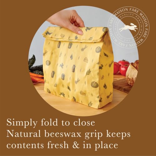 XL Beeswax Bag for Sourdough Bread, Produce & Cheese - Sustainble & Reusable Homemade Food Storage Container Made with Organic Cotton & Beeswax Liner, No Plastic - Keeps Fresh in Fridge & Freezer - color: Provence