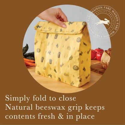 XL Beeswax Bag for Sourdough Bread, Produce & Cheese - Sustainble & Reusable Homemade Food Storage Container Made with Organic Cotton & Beeswax Liner, No Plastic - Keeps Fresh in Fridge & Freezer - color: Provence
