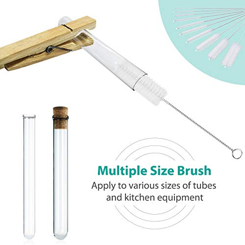 CiaraQ Bottle Cleaning Brushes, 8 Inch Nylon Tube Brush Set | White Cleaner for Narrow Neck Bottles Cups with Hook, Set of 10pcs. - color: White, size: 8.0 Inch (10pcs)
