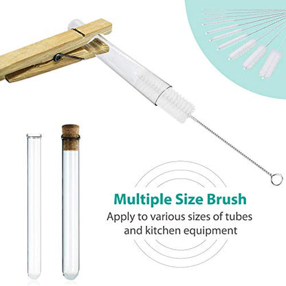 CiaraQ Bottle Cleaning Brushes, 8 Inch Nylon Tube Brush Set | White Cleaner for Narrow Neck Bottles Cups with Hook, Set of 10pcs. - color: White, size: 8.0 Inch (10pcs)