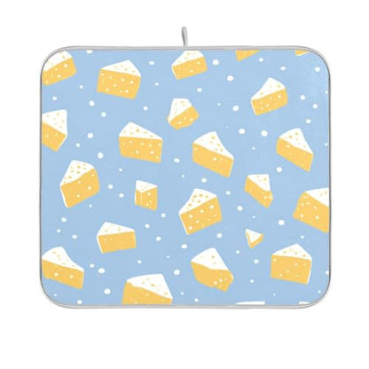 Kcldeci Dish Drying Mat for Kitchen Counter,Cheese and White Dots Absorbent Dish Drainer Dish Drying Pad for Countertops,Sinks,Draining Racks 16x18in - size: 16x18in