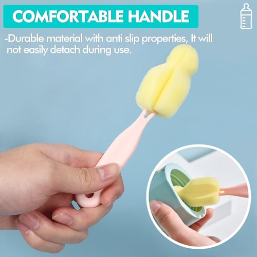 Sponge Bottle Brush 12 PCS Sponge Nipple Brushes Baby Bottle Nipple Cleaning Brush Long Handle Baby Milk Bottle Brush (12PCS) - color: Nipple Brush 12pcs