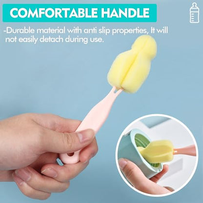 ponge Bottle Brush 6PCS Sponge Nipple Brushes Baby Bottle Nipple Cleaning Brush Long Handle Baby Milk Bottle Brush (6PCS) - color: Nipple Brush 6pcs