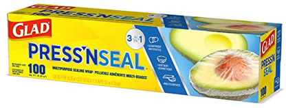 Glad Press'N Seal Plastic Food Wrap, 100 Square Foot Roll, Pack of 3, (Package May Vary) - size: 100 Sq Ft (Pack of 3)