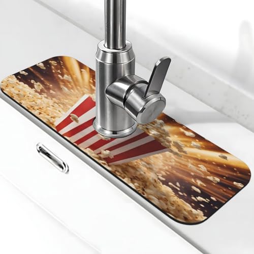 Popcorn Faucet Mat For Kitchen Sink, Absorbent Countertop Protector, Quick Dry Sink Splash Guard Pad, Waterproof Draining Mat 15" X 5.5" - color: Style 8
