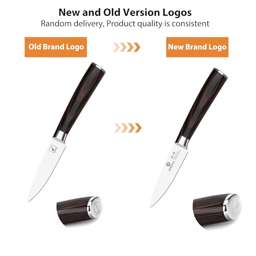 imarku Paring Knife - Paring Knives, 3.5 Inch Small Kitchen Knifes - Japanese High Carbon Stainless Steel Fruit Knife, Ergonomic Pakkawood Handle, Ultra Sharp Blade, Unique Gifts for Men and Women - color: Brown Handle