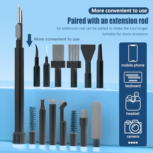 Keyboard Cleaning Kit Laptop Cleaner, 32-in-1 Computer Screen Cleaning Brush Tool, Multi-Function PC Electronic Cleaner Kit for iPad iPhone Pro, Earbuds, Camera Monitor(Black) - color: Black1