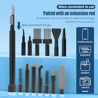 Keyboard Cleaning Kit Laptop Cleaner, 32-in-1 Computer Screen Cleaning Brush Tool, Multi-Function PC Electronic Cleaner Kit for iPad iPhone Pro, Earbuds, Camera Monitor(Black) - color: Black1