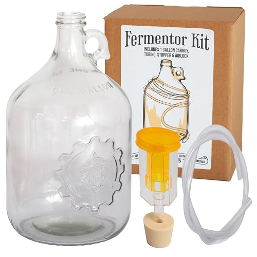 Craft A Brew - Fermentation Jug 1-pack - For Home Brewing - Includes 1 Gallon Glass Fermenter Jugs, Airlocks, and Silicone Stopper - size: 1 Pack