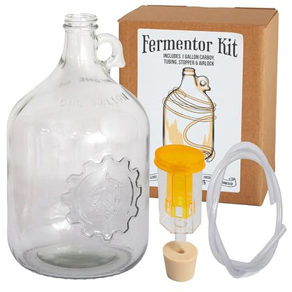 Craft A Brew - Fermentation Jug 1-pack - For Home Brewing - Includes 1 Gallon Glass Fermenter Jugs, Airlocks, and Silicone Stopper - size: 1 Pack