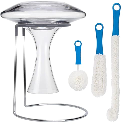Wine Decanter Drying Stand with Rubber Coated Top to Prevent Scratches, Wine Decanter Drying Rack for Standard Large Wine Decanters, Decanter Cleaner Includes Cleaning Brush - style: Decanter Drying Stand C