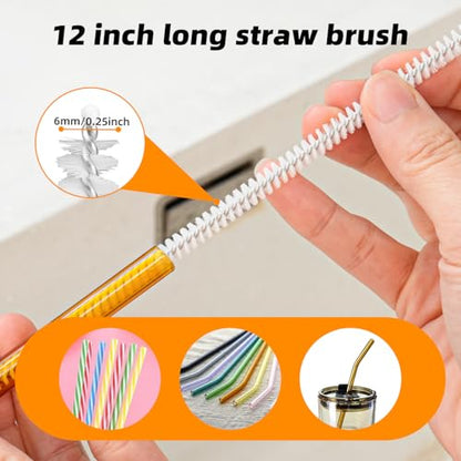 2 Pack 14 Inch Bottle Brush & 12 Inch Straw Brush Cleaner Set - Heavy Duty Kitchen Bottle Brushes for Cleaning Water Bottles, Baby Bottles, Mugs, Sippy Cups & Tumblers, Lab Use - size: with 6.4mm Straw Brush