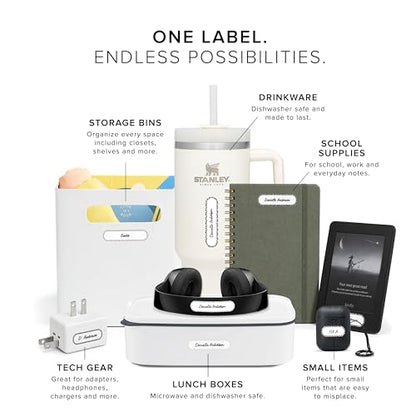 ThreeKin Waterproof Labels for Bottles and Containers - Custom Stickers - All-Purpose and Personalizable - Dishwasher, Freezer and Microwave Safe - BPA-Free - USA-Owned (Black and White, 72pcs) - color: Black & White, size: 72 pcs