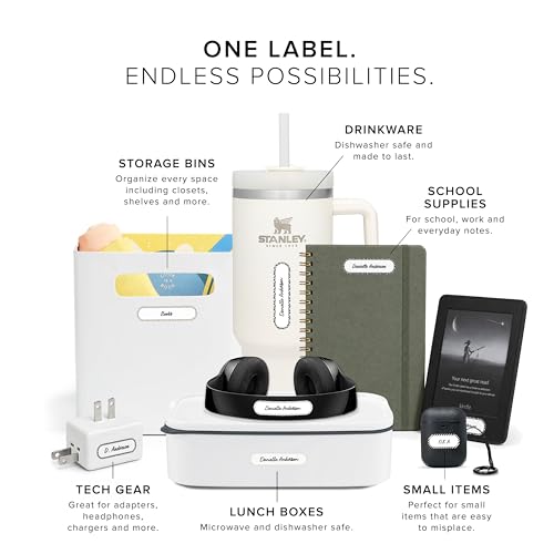 ThreeKin Waterproof Labels for Bottles and Containers - Custom Stickers - All-Purpose and Personalizable - Dishwasher, Freezer and Microwave Safe - BPA-Free - USA-Owned (Black and White, 72pcs) - color: Black & White, size: 72 pcs