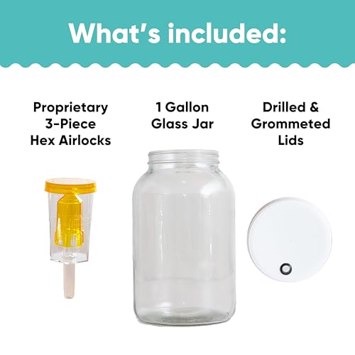 Craft A Brew - For Home Brewing Beer, Wine, Cider, and More - Includes Two 1 Gallon Glass Fermenter Jars, Lids, and Airlocks - Fermentation Jar 2-pack