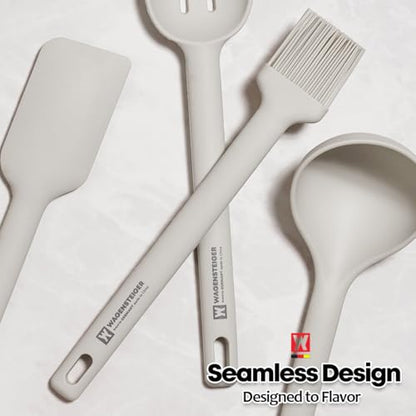 Wagensteiger Light Gray Cooking Brush: Heat Resistant Food Grade Silicone, Non-stick Cookware Safe, Silicone Pastry & basting Brush, Flexible Bristle Design (10.63inch x 1.97inch) - size: 10.63inch x 1.97inch