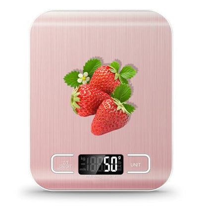 Food Scale, 11lb Kitchen Scale with 6 Units Tare Function & LCD Display, 0.05oz/1g Stainless Steel Digital Food Scale Grams and Ounces for Baking, Cooking, Dieting and Meal Prep (Pink) - color: Pink
